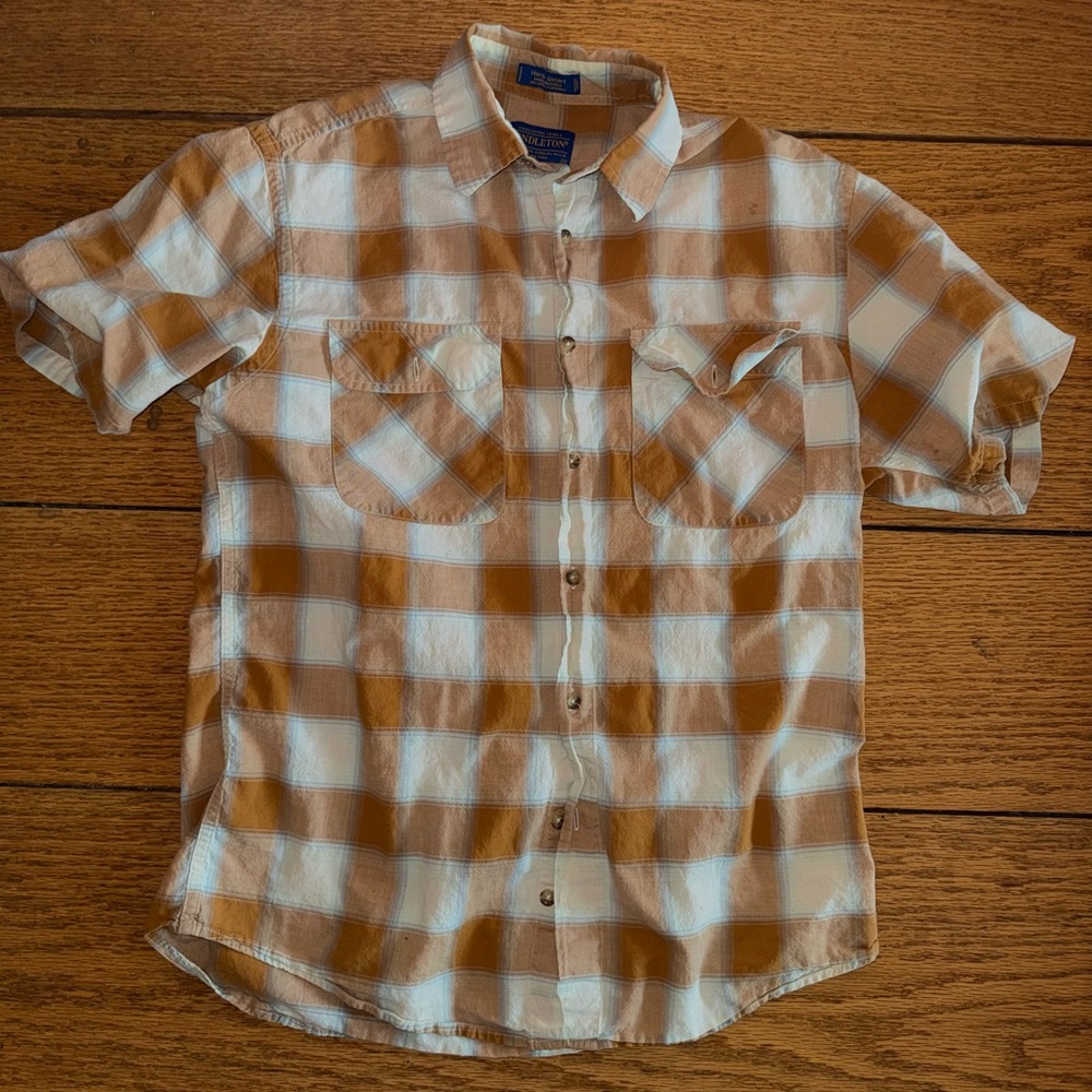 Pendleton Tan and White Checkered Shirt